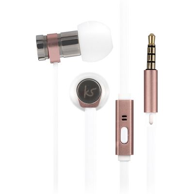 Rose gold nova in-ear headphones with stylish leather pouch